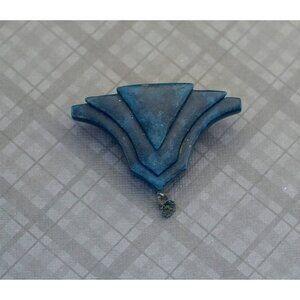 Vintage Gothic Dark Blue Plastic Brooch G13